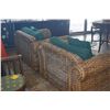 Image 5 : WOVEN RATTAN LOUNGE CHAIRS W/CUSHIONS & GLASS TOP TABLE (3 PCS)