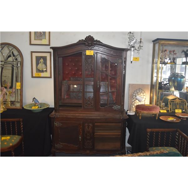 ANTIQUE DISPLAY CASE W/STORAGE (NEEDS WORK)