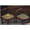 Image 1 : PAIR BARLEY TWIST CORNER ARM CHAIRS W/UPHOLSTERED SEATS (PAIR)