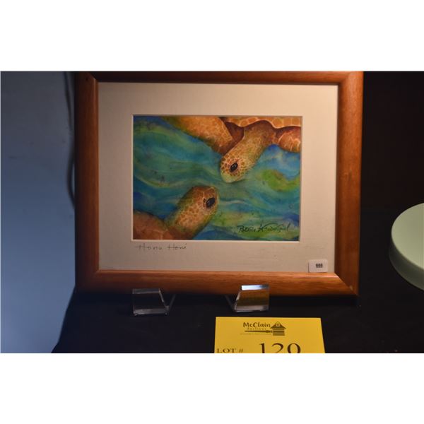 FRAMED PRINT, "HONU HONI"; BY PATRICE ATEDERSPIEL (11 3/4" X 9 1/2") (DOES NOT INCLUDE STAND)