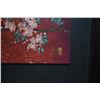 Image 3 : FRAMED JAPANESE 3 PANEL ACRYLIC CHERRY BLOSSOM PAINTING; CHOP SIGNED (25 14" X 17 1/2")