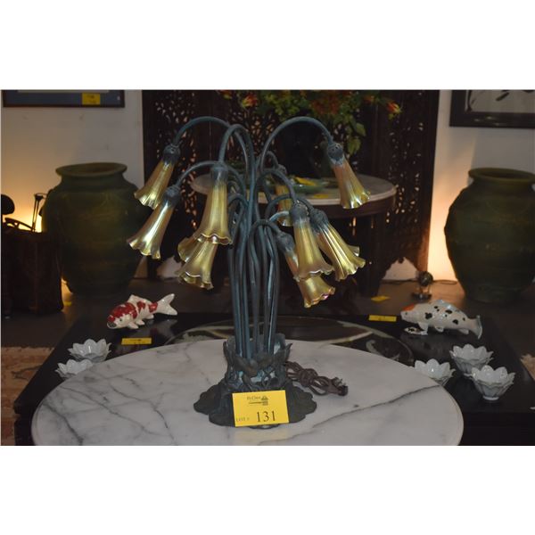 TIFFANY STYLE LILY TABLE LAMP W/12 ARMS