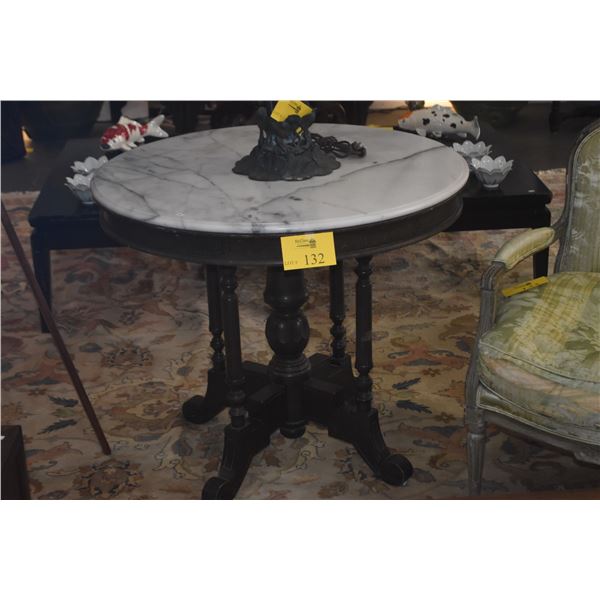 36" ANTIQUE VICTORIAN MARBLE TOP PARLOR TABLE