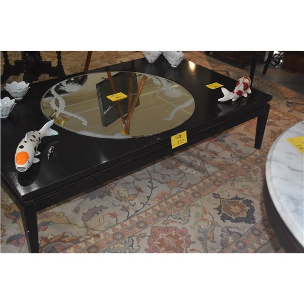 BLACK LACQUER COFFEE TABLE (40" X 66" X 16")