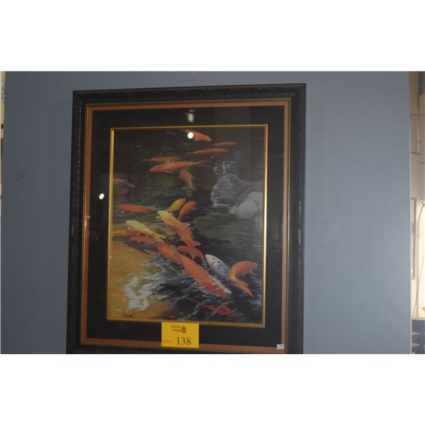 FRAMED GICLEE, KOI; SIGNED GARY REED (27" X 31")