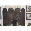 Image 1 : 4 PANEL CARVED OPENWORK WOODEN SCREEN