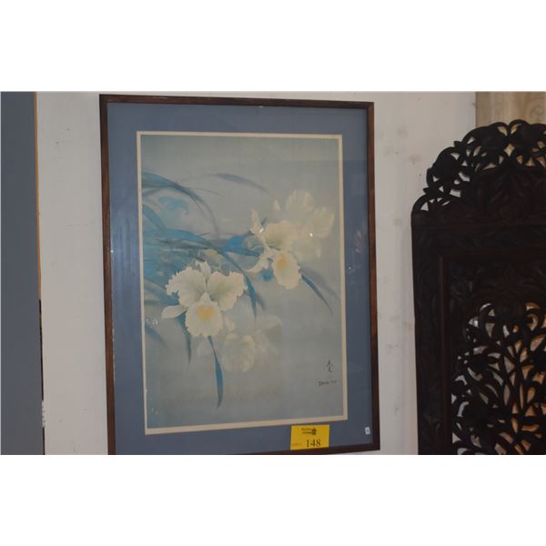 KOA FRAMED PRINT, WHITE ORCHIDS BY DAVID LEE (29" X 38")