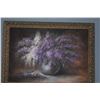 Image 2 : FRAMED OIL PAINTING, FLORAL STILL LIFE OF LILACS IN A VASE; SIGNED (29" X 21 1/2")