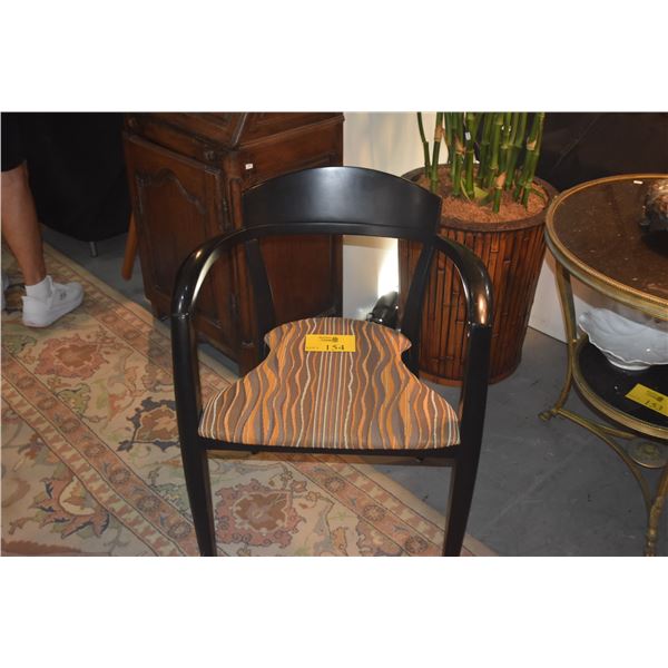 BLACK LACQUER DINING ARM CHAIRS (6 PCS)