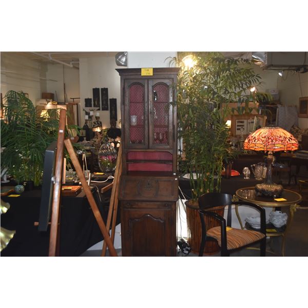 SMALL DROP FRONT SECRETARY W/HUTCH (2 SECTIONS) (23" X 15 1/2" X 79")