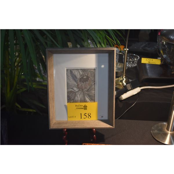 FRAMED ARTIST PROOF BLOCK PRINT "PROTEA PARTY"; SIGNED SHELLEY CHOY '23 (9 1/4" X 11 1/4") (DOES NOT