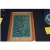 Image 4 : FRAMED CERAMIC LEAF TILE BY BOB HOENIG (MAUI) & REVERSE PAINTED CANDLE HOLDER (2 PCS)