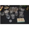 Image 3 : CRYSTAL & GLASS BOWLS, COVERED JARS, CANDLE HOLDER, RELISH DISH, SALT DISHES, ETC. (20 PCS)
