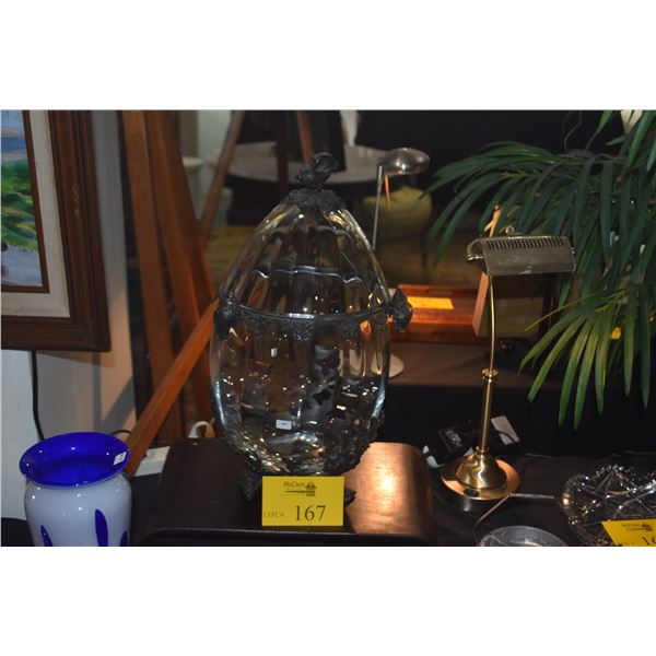 18 1/2" CRYSTAL & BRASS EGG