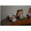 Image 7 : VINTAGE GERMAN PORCELAIN FIGURAL WINE BOTTLE STOPPERS ON WOODEN DISPLAY RACKS (14 PCS)