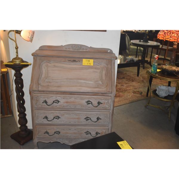 DROP FRONT SECRETARY W/3 DRAWERS