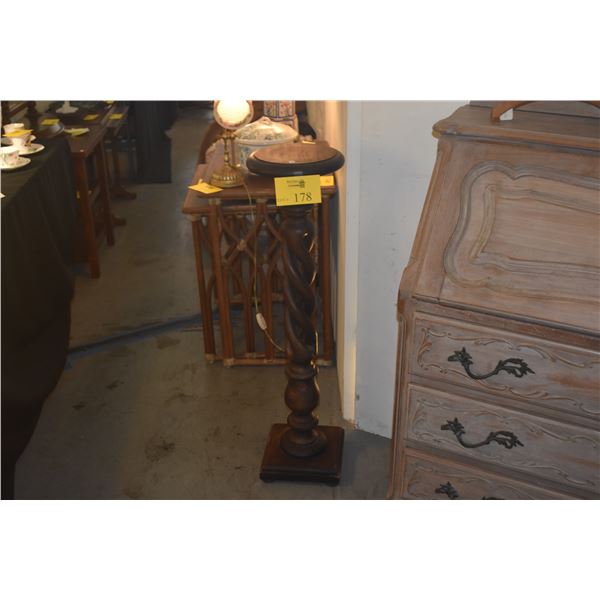 VINTAGE WALNUT OPEN BARLEY TWIST PEDESTAL PLANT STAND