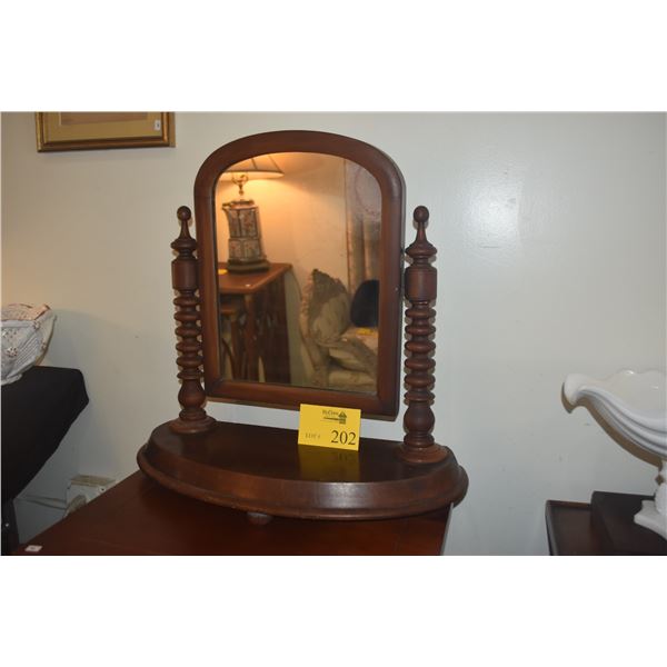 ANTIQUE WOOD VANITY OR SHAVING MIRROR