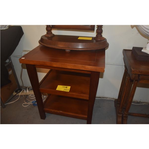 TABLE W/2 SHELVES (KOA?)