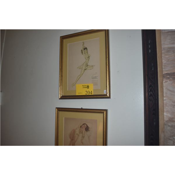 2 FRAMED VINTAGE VARGA PIN-UP CALENDAR PAGES (12 1/2" X 16") (2 PCS)