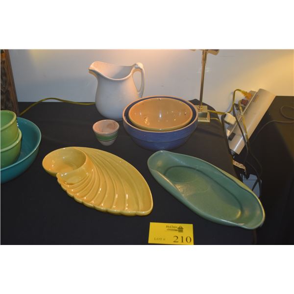 COLLECTION OF BAUER & REDWING POTTERY BOWL, TRAYS, PITCHERS, ETC. (6 PCS)