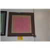 Image 1 : FRAMED PINK THAI SILK SCARF W/ELEPHANTS; SIGNED JIM THOMPSON (22 1/2" X 22")