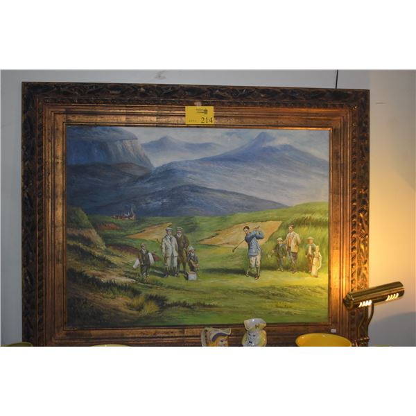 FRAMED ORIGINAL OIL ON CANVAS, GOLF SCENE; SIGNED THOMAS KEEVER (51" X 42")