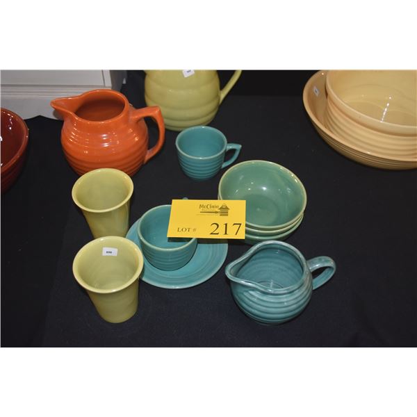 COLLECTION OF BAUER CUPS, BOWLS, PITCHERS, PLATES, ETC. (11 PCS)