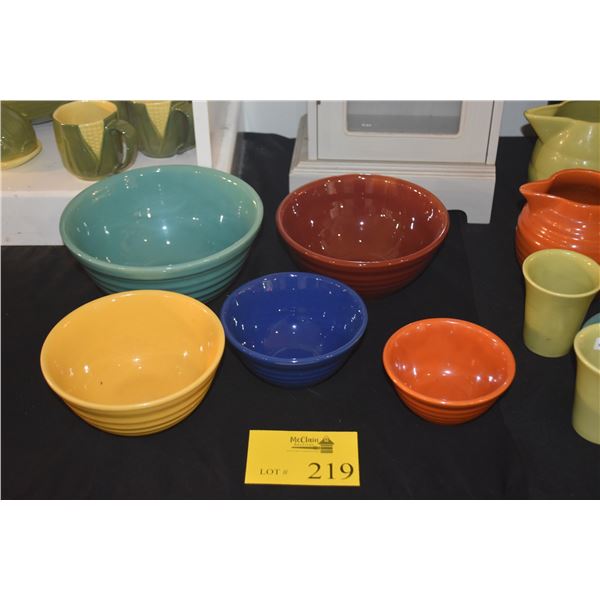 COLLECTION OF BAUER STACKING BOWLS (5 PCS)
