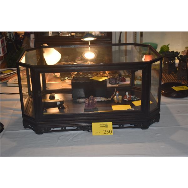 CHINESE HARD WOOD & GLASS TABLETOP DISPLAY CASE (29 3/4" X 17 3/4" X 14 3/4")