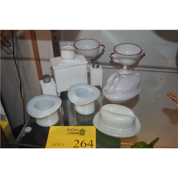 COLLECTION OF MILK GLASS (9 PCS)