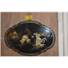 Image 1 : CHINESE BLACK LACQUER WALL PLAQUE W/MOTHER OF PEARL