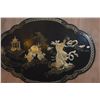 Image 2 : CHINESE BLACK LACQUER WALL PLAQUE W/MOTHER OF PEARL