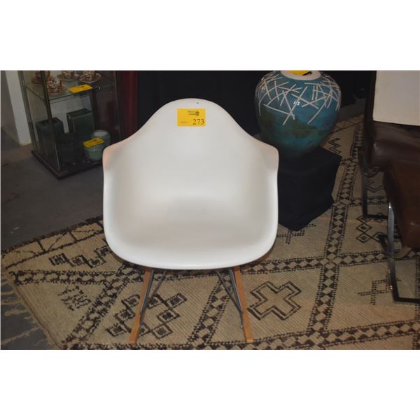 HERMAN MILLER EAVES WHITE MOLDED ARM CHAIR W/ROCKER BASE (DESIGN WITHIN REACH)