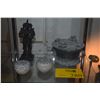 Image 1 : VIETNAMESE DONG SON BRONZE DRUM, BRONZE STATUE & VIETNAMESE LIDDED CERAMIC BOXES (4 PCS)