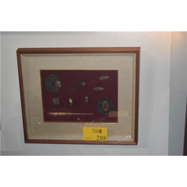 FRAMED JAPANESE SAMURAI SWORD COMPONENTS