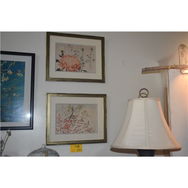 FRAMED JAPANESE FLORAL ART (21 3/4" X 17 1/2") (2 PCS)