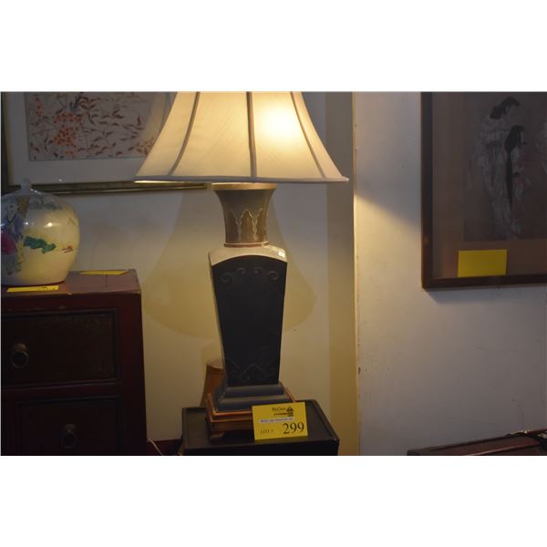 VINTAGE MID CENTURY PEWTER & BRASS URN LAMP (32") (DOES NOT INCLUDE SHADE)