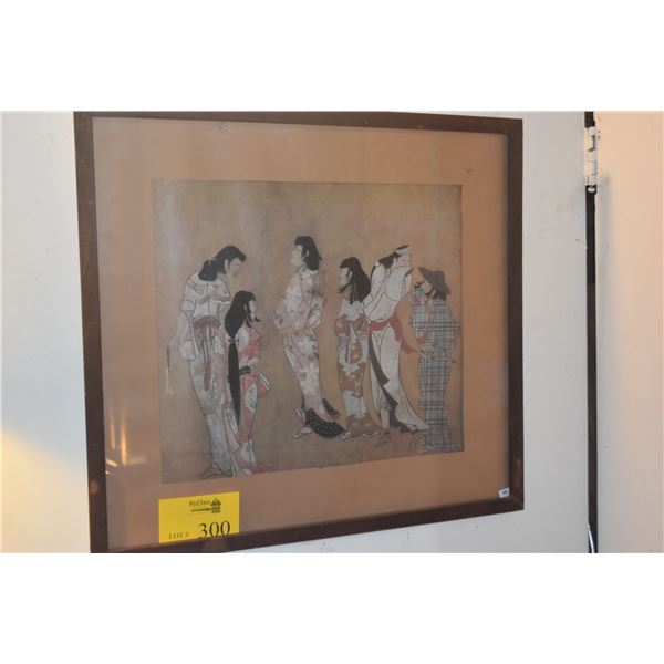 FRAMED JAPANESE MUSEUM PRINT OF "WOMAN OF A PUBLIC BATHHOUSE" (YUNA) (25" X 23")