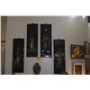 Image 1 : VINTAGE CHINESE BLACK LACQUER WALL PANELS W/CARVED SOAPSTONE DESIGNS OF FLOWERS OF FOUR SEASON (4 PC