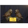 Image 1 : PAIR ANTIQUE BRASS FOO DOGS (7 1/2") (PAIR) (DOES NOT INCLUDE STAND)