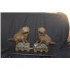 Image 2 : PAIR ANTIQUE BRASS FOO DOGS (7 1/2") (PAIR) (DOES NOT INCLUDE STAND)