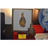 Image 1 : VINTAGE JAPANESE GILT STATUE OKIMONO OF SELFLESSNESS CHILD & FRAMED ART (2 PCS)
