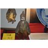 Image 2 : VINTAGE JAPANESE GILT STATUE OKIMONO OF SELFLESSNESS CHILD & FRAMED ART (2 PCS)