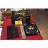 Image 1 : COLLECTION OF BLACK LACQUER BOXES (STORAGE & JEWELRY) & BOXED SET W/2 FANS