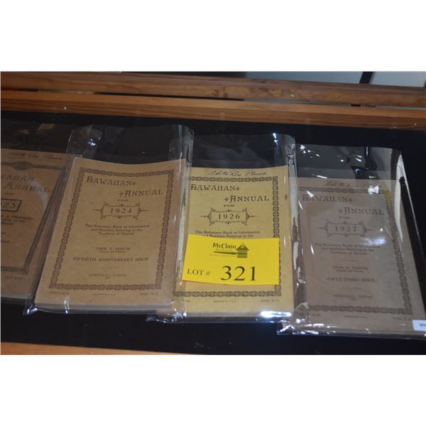 HAWAIIAN ANNUALS FOR 1923, 1924, 1926 & 1927 (COMPILER & PUBLISHER THOS G. THRUM) (4 PCS)