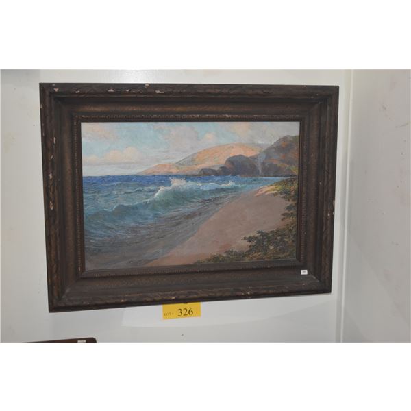 FRAMED OIL ON BOARD, COASTAL SCENE; SIGNED J. RENNINGS (31" X 23")