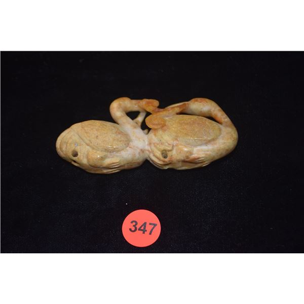 CHINESE CALCIFIED NEPHRITE JADE CRANES (3 1/2" X 1 1/2")