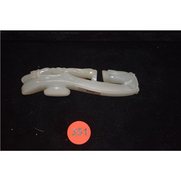 CHINESE PEKING RETICULATE GLASS DRAGON BUCKLE (3 3/4")