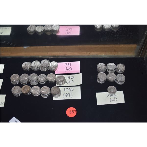 MERCURY DIMES - 1941 (43), 1942 (57), 1943 (62), 1944 (49) (211 PCS)